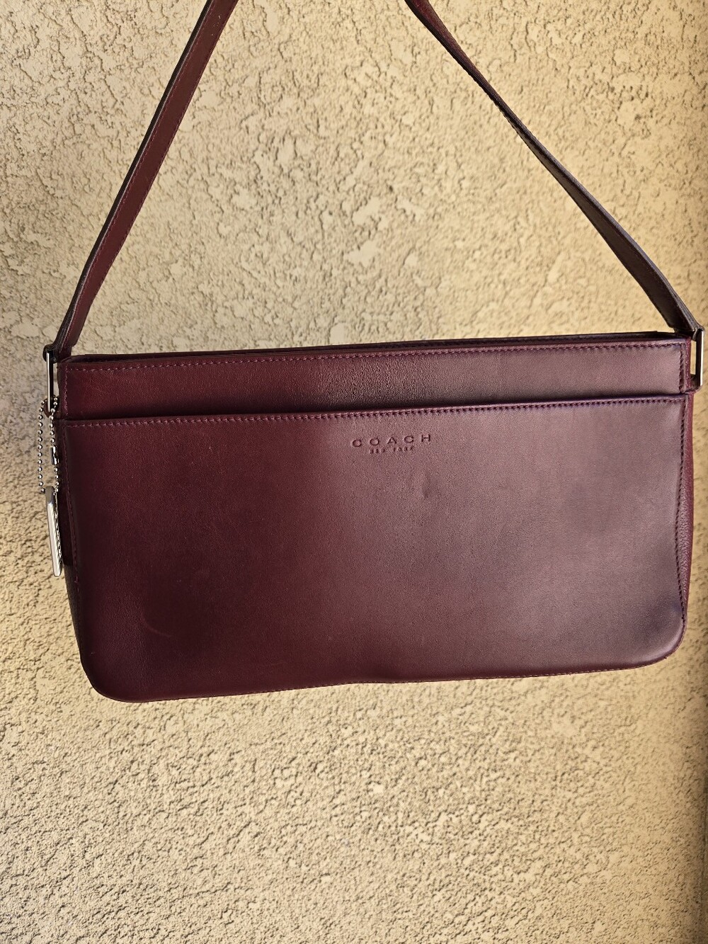 Coach Currant Red Burgundy Bridle Zip Calfskin Italy 6712 Bag Purse Hangtag